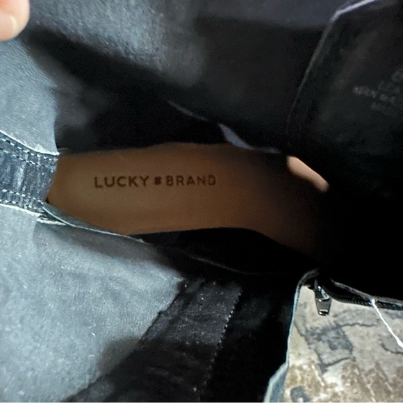 Lucky Brand Idara Suede Leather Boot Moto Style Lace-up - Picture 9 of 9